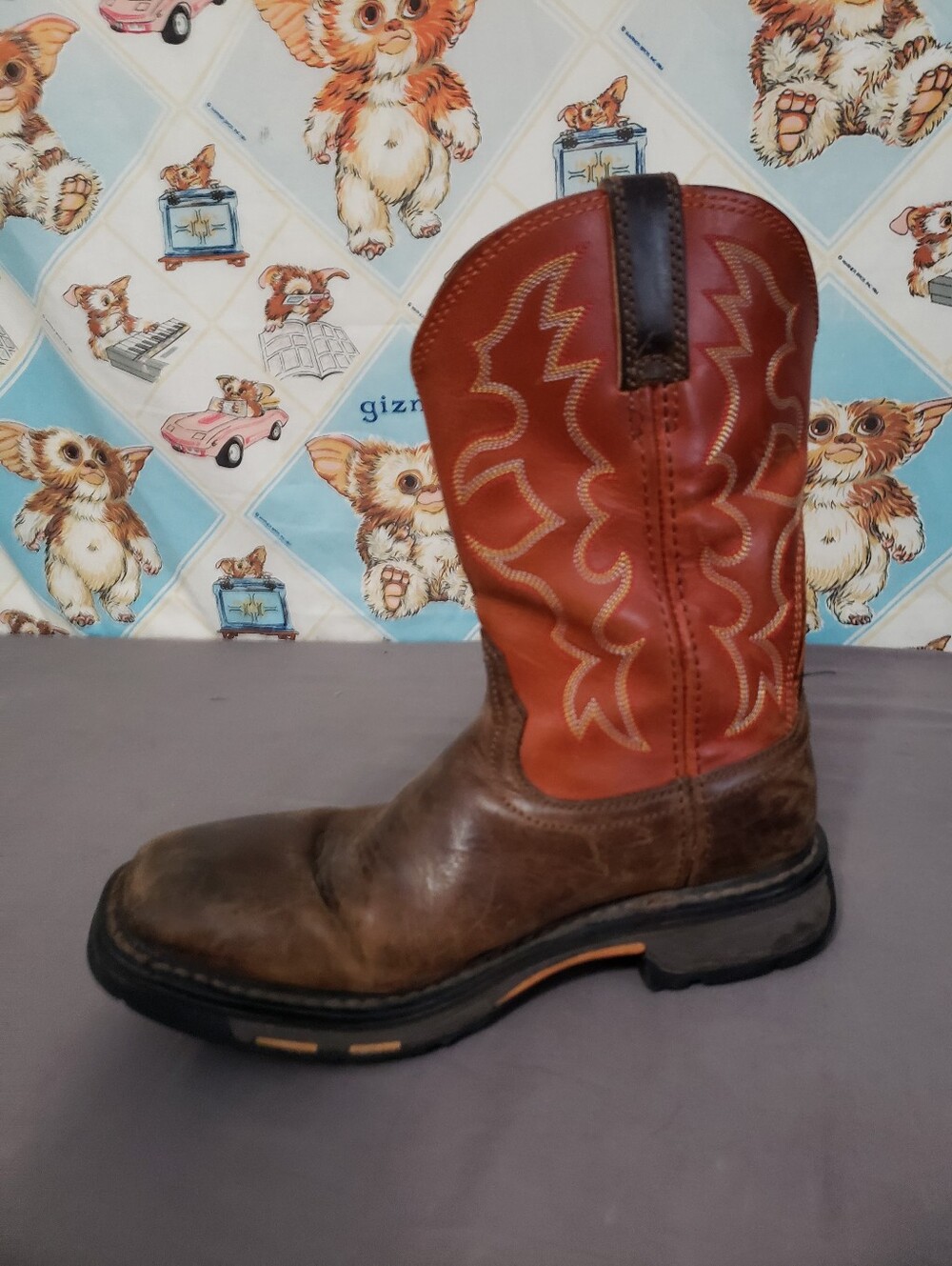 Ariat Men's Two-Tone Brown & Orange Western Work Boots Size 9D - Picture 4 of 11